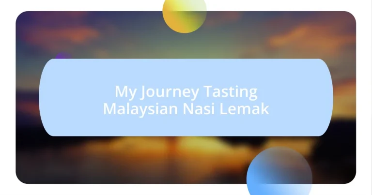 My Journey Tasting Malaysian Nasi Lemak