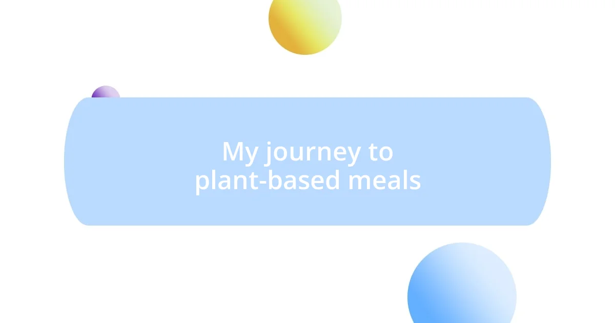 My journey to plant-based meals